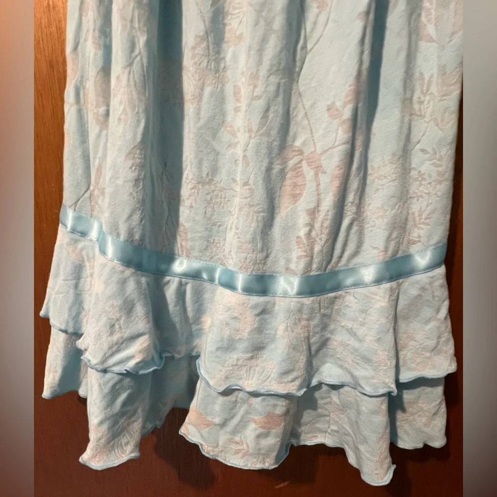 Victoria’s Secret Angels Y2K Blue Floral Babydoll Nightgown Size XS with Ruffle - Picture 3 of 8